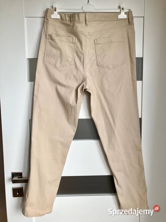 Nowe beżowe spodnie rurki FF L XL skinny jeans Rozmiar 40(L) Nisko