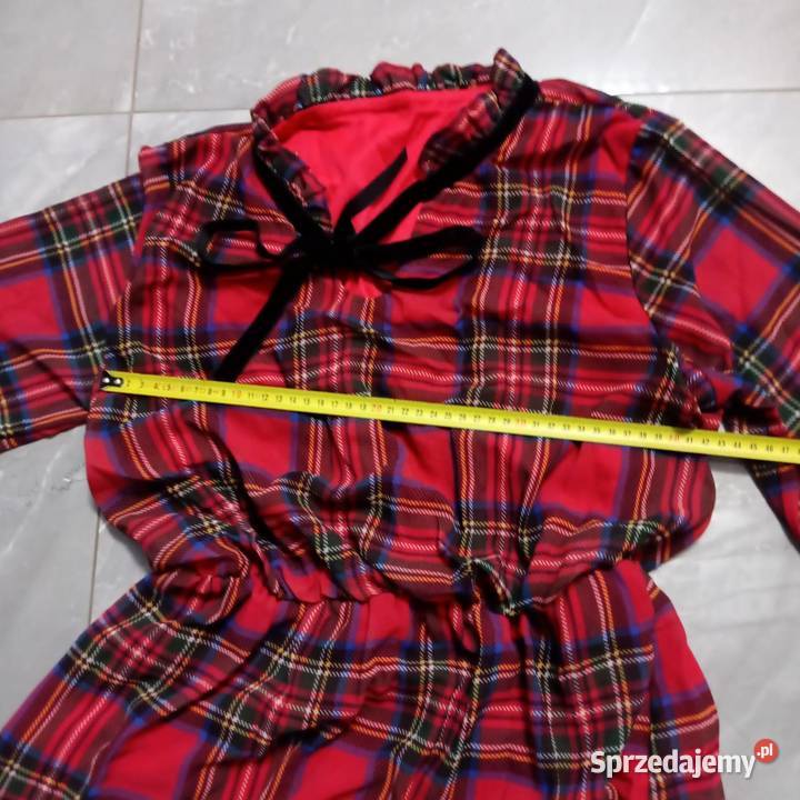 CZERWONA SUKIENKA W KRATĘ Z WIĄZANIEM Fabbricato Moda i Styl zachodniopomorskie