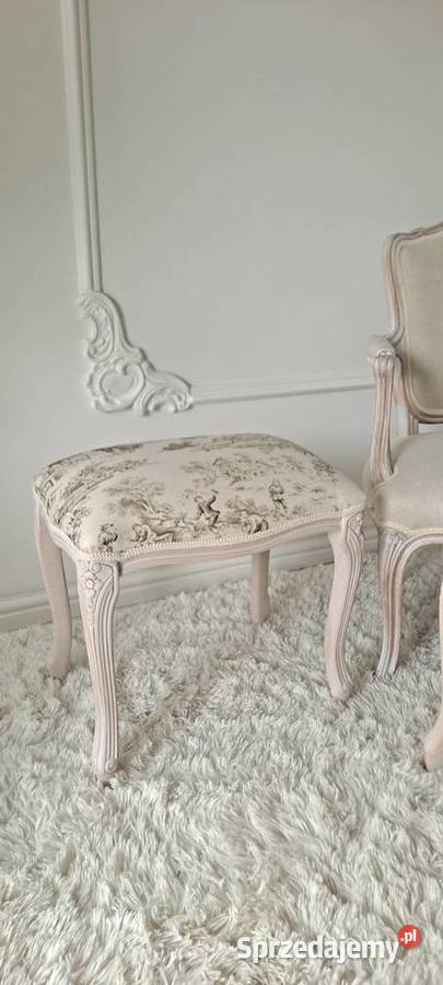 Stylowa pufa taboret fotel len Shabby Chic 47cm Szczecin