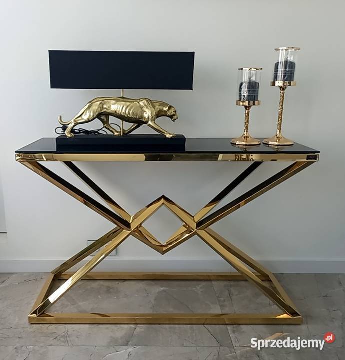 nowoczesna konsola komoda czarnozłota ze stali 80cm Szafy, regały, półki Nowy Sącz