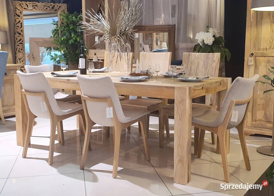 Rozkładany drewniany stół jasny 200x100 do