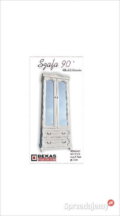 Styl nowa Szafa 90 Biały Dąb Italia z Lustrami Pruszków