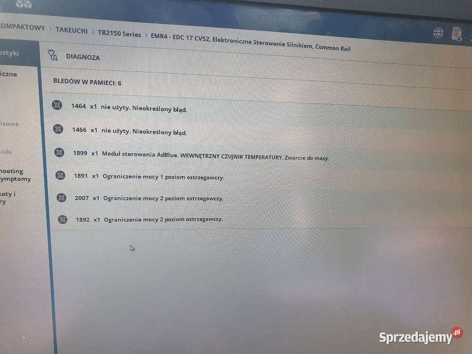 TAKEUCHI TB 2150 TL Usuwanie Wyłączanie SCR Brzesko sprzedam