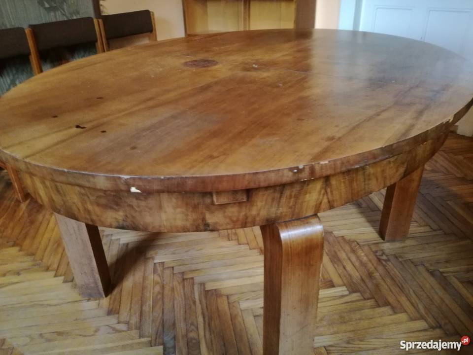 Dębowy okrągły stół rozkładany Art Deco Kraków