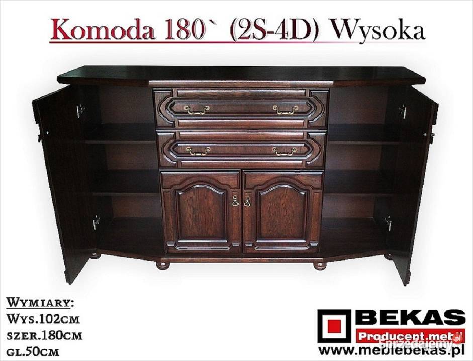 Stylowa Komoda 180` Wysoka orzech Włoski Bekas Meble StyL