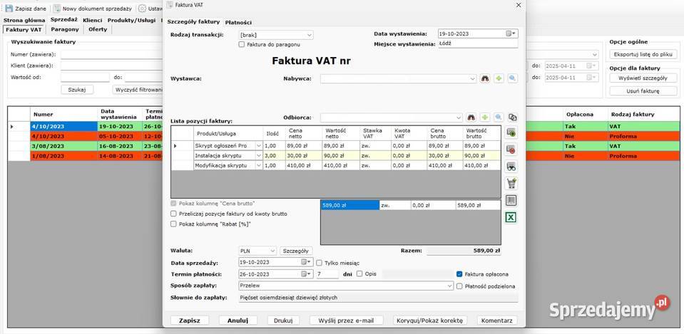 Program do faktur licencja dożywotnia Elektronika Łódź