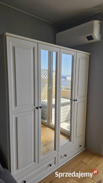 Biała szafa czterodrzwiowa Parma z lustrem i 157cm Kraków