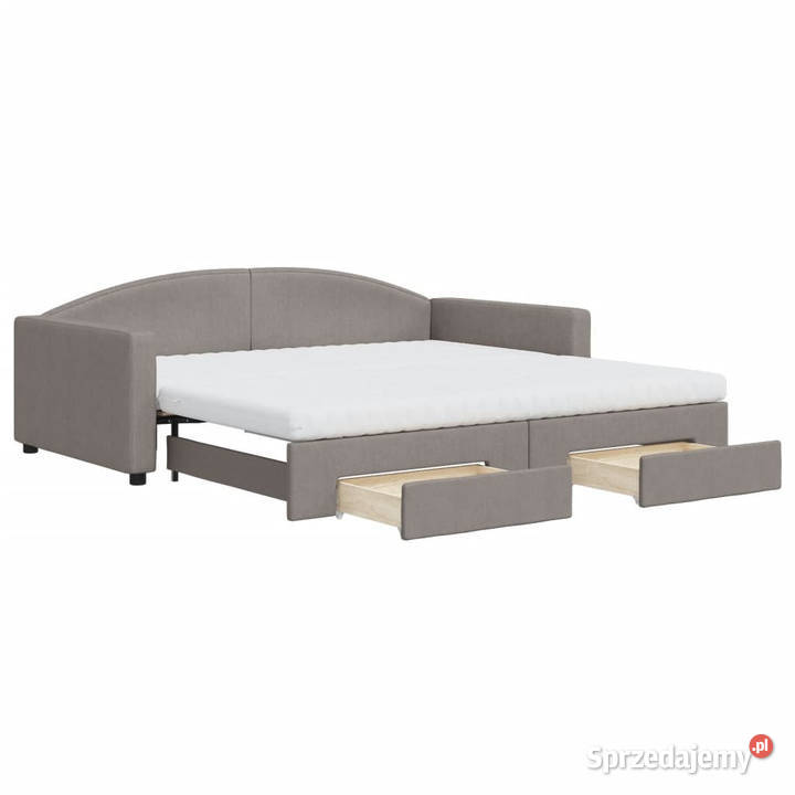 Sofa rozsuwana z szufladami taupe tkanina Warszawa