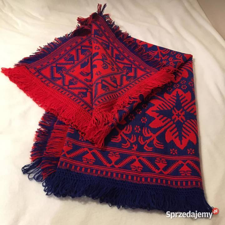 Narzuta wełniana 2 warstwowa PRL Warszawa