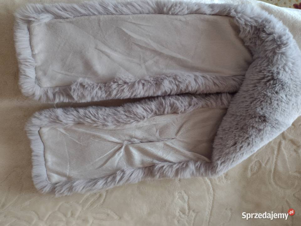 ZARA Wytworny szary Futrzany kołnierz etola szal małopolskie Kraków