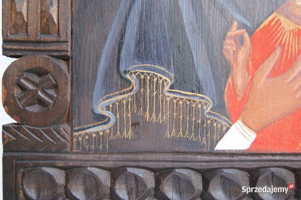 Matka Boża z Dzieciątkiem Jezus ręcznie pisana wielokolorowy Lublin