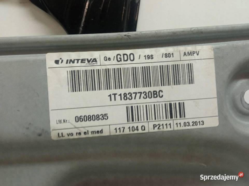 MECHANIZM SZYBY PRAWY PRZÓD 1T1971121A VW Wyposażenie wnętrza świętokrzyskie