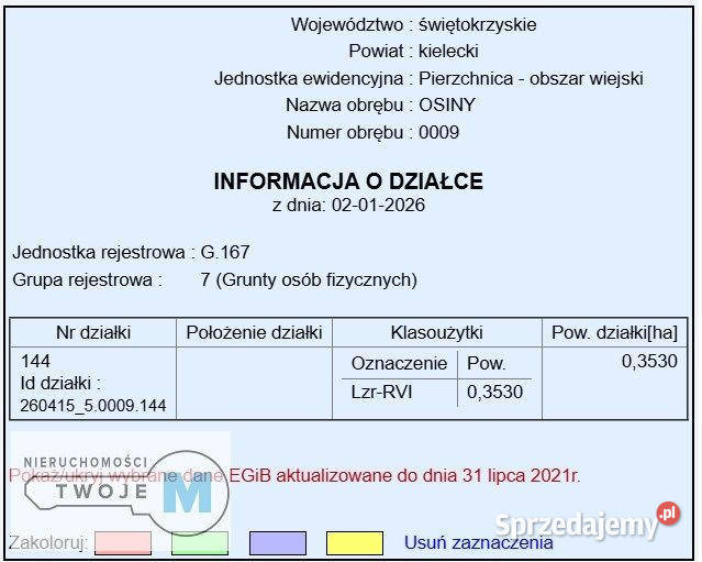 Działka Pierzchnica 7578m świętokrzyskie