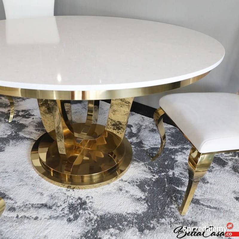 Stół okrągły glamour do jadalni Emily Gold Warszawa