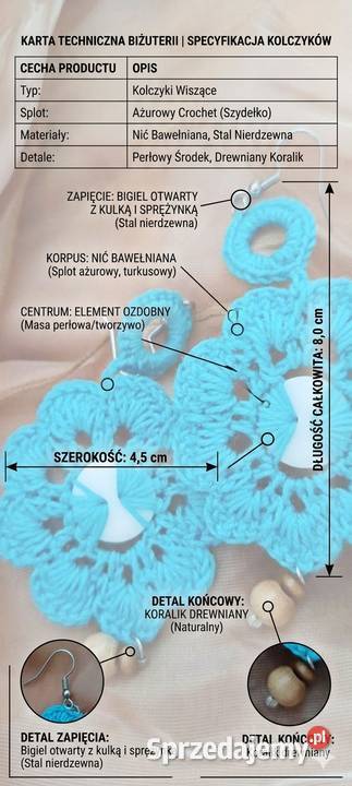 Niebieskie szydełkowe kwiatki na lato szydełkowe Sochaczew sprzedam