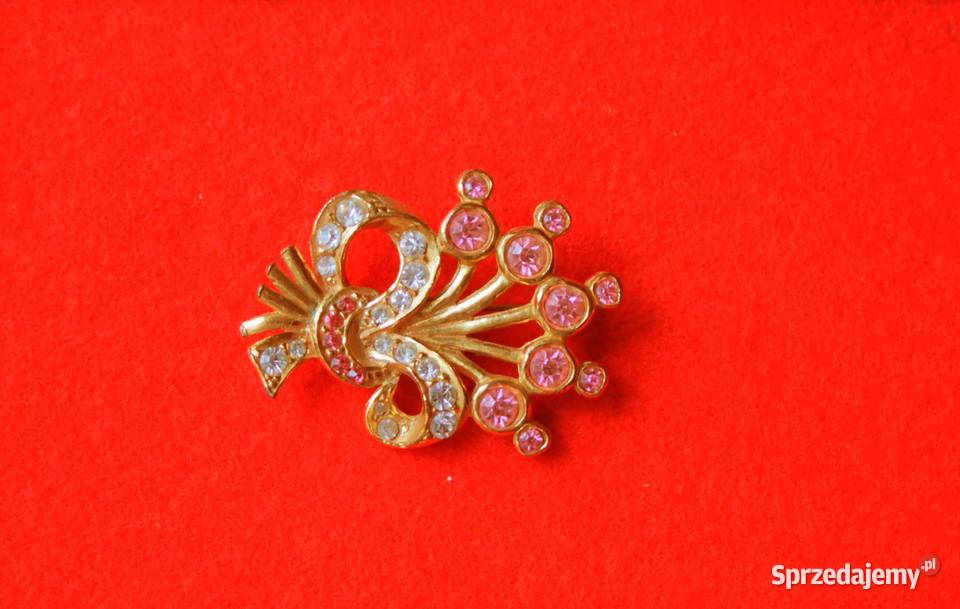 Stara angielska broszka wiązanka kwiatowa z Ozdoby Ochojno