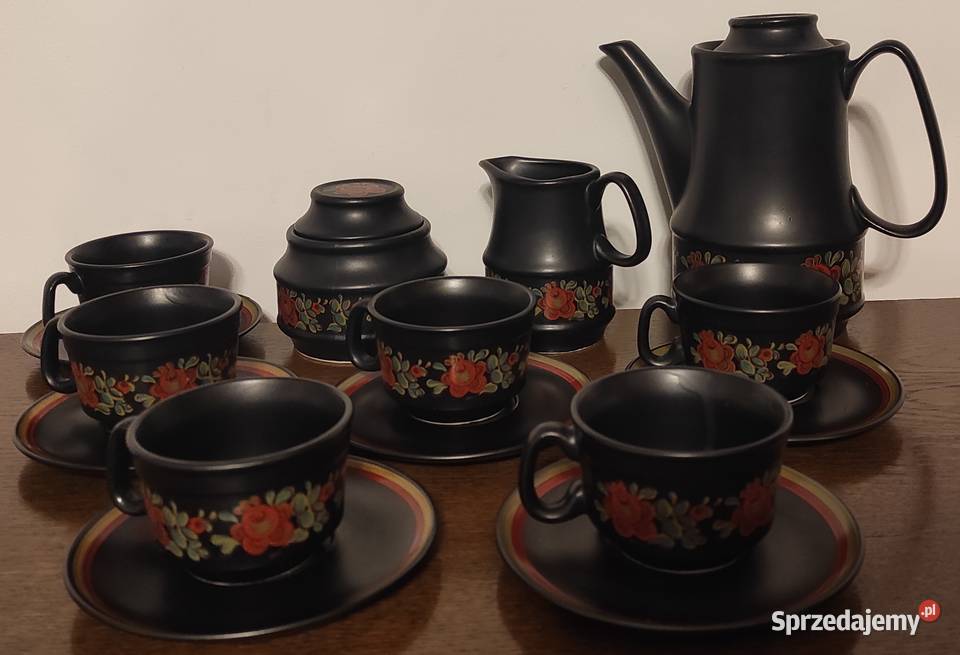 Unikat Czarny serwis kawowy 6 osób Iwona mazowieckie