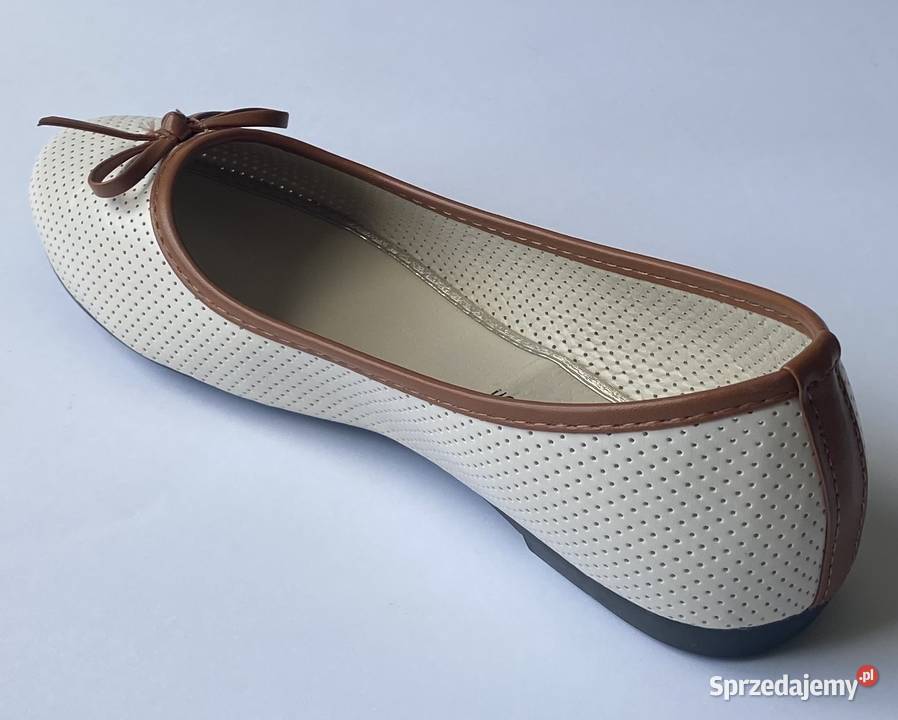 Beżowe baleriny z kokardą rozmiar 36 AK10 Balerinki sprzedam
