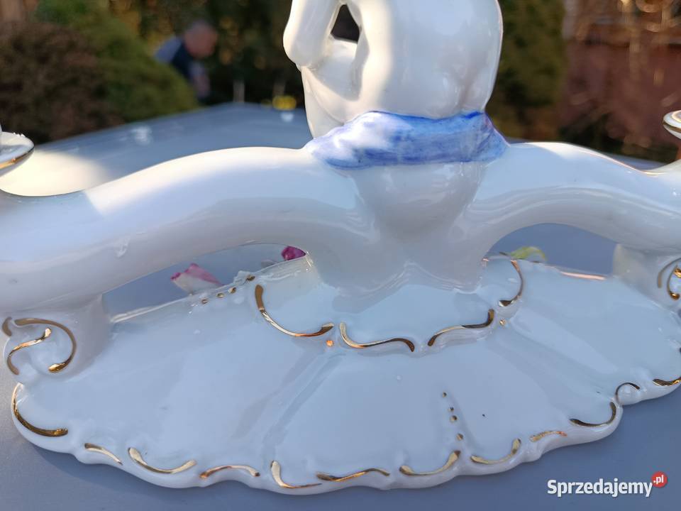 Świecznik porcelanowy sygnowany Klenica