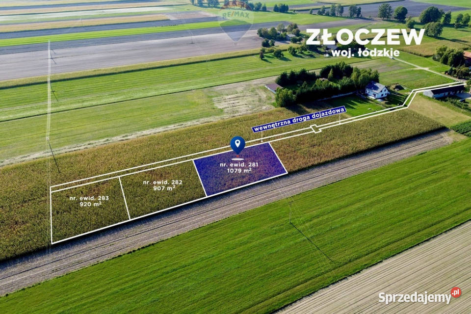 Działka z warunkami zabudowy 1079 m łódzkie Złoczew