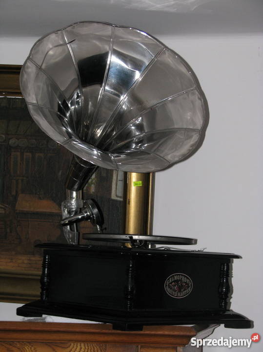 GRAMOFON PATEFON SREBRNA TUBA kwadrat Kraków