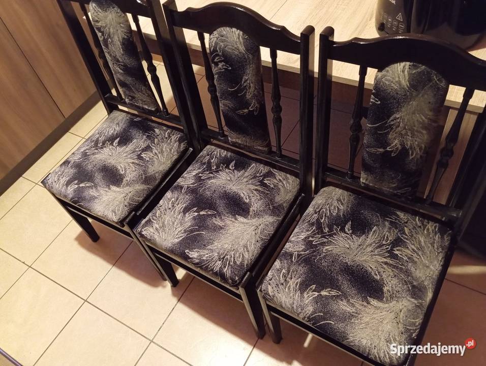 3 krzesła PRL czarne Dom i Ogród Lublin