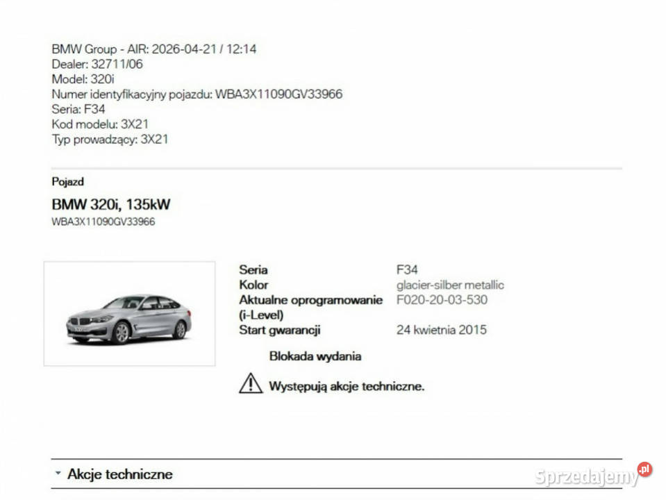 BMW 3GT 20 184 Xenony Skóry Kamery 360 F34 benzyna