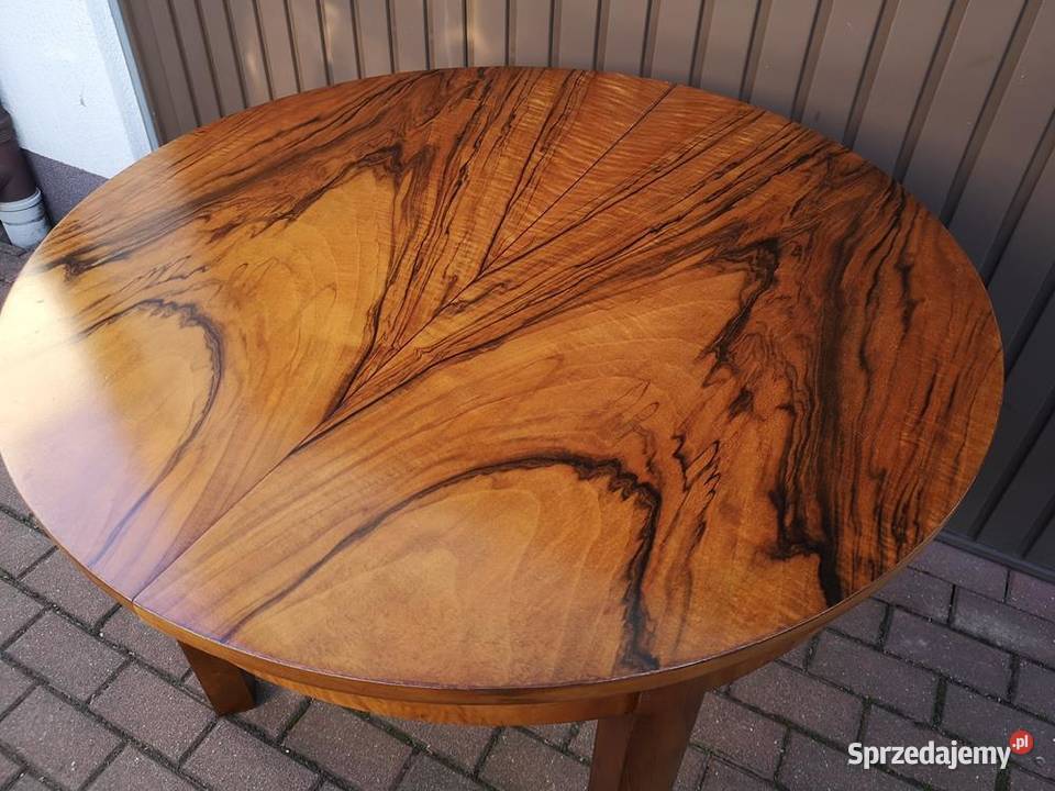 Stół ArtDeco Okrągły Orzech 100 Zgrabny Stary Swarzędz