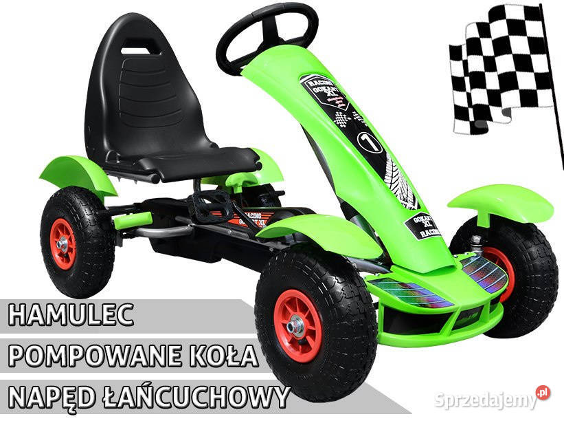 Gokart na pedały zielony pompowane koła napęd Warszawa