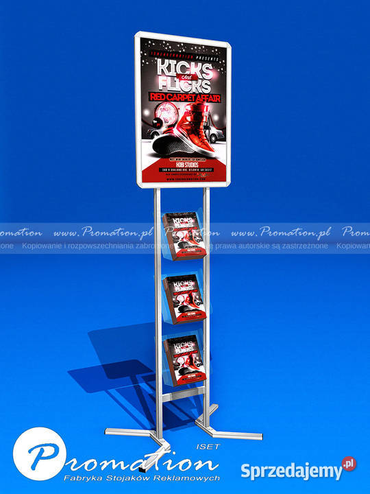 Stojak mobiny na kółkach na ulotki foldery