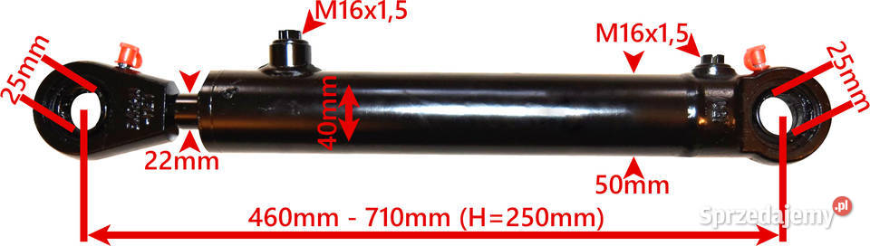 Siłownik Hydrauliczny 40x22 Skok 250 Mocowania Solec Kujawski