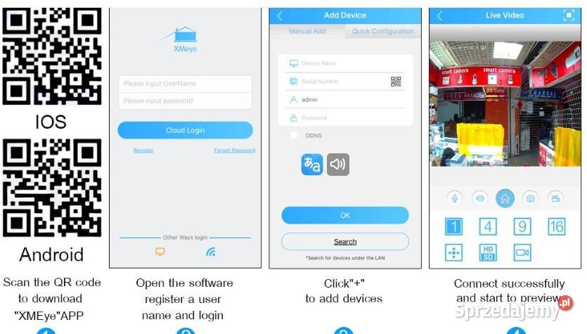 monitoring 4CH AHD DVR 4 kamery 50MP HD dysk 1tb