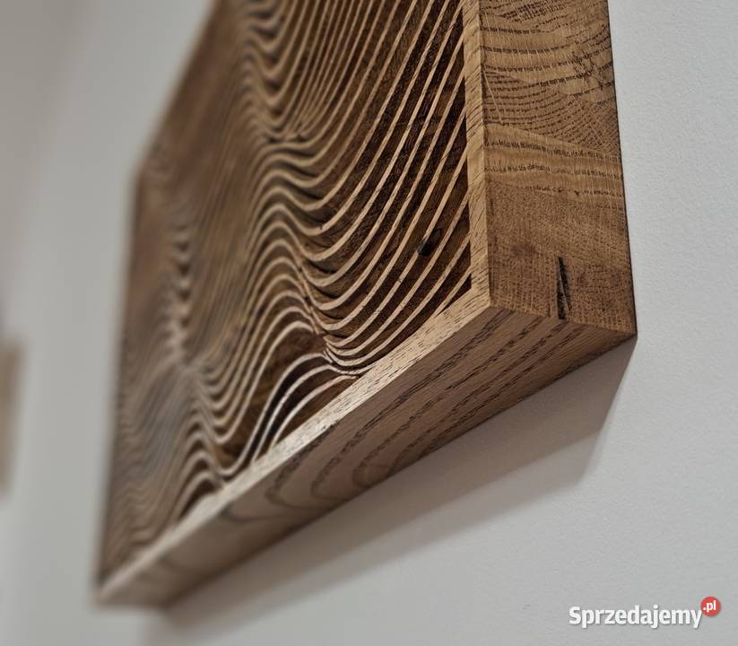 Sztuka optyczna płaskorzeźba w dębie panel Malechowo sprzedam