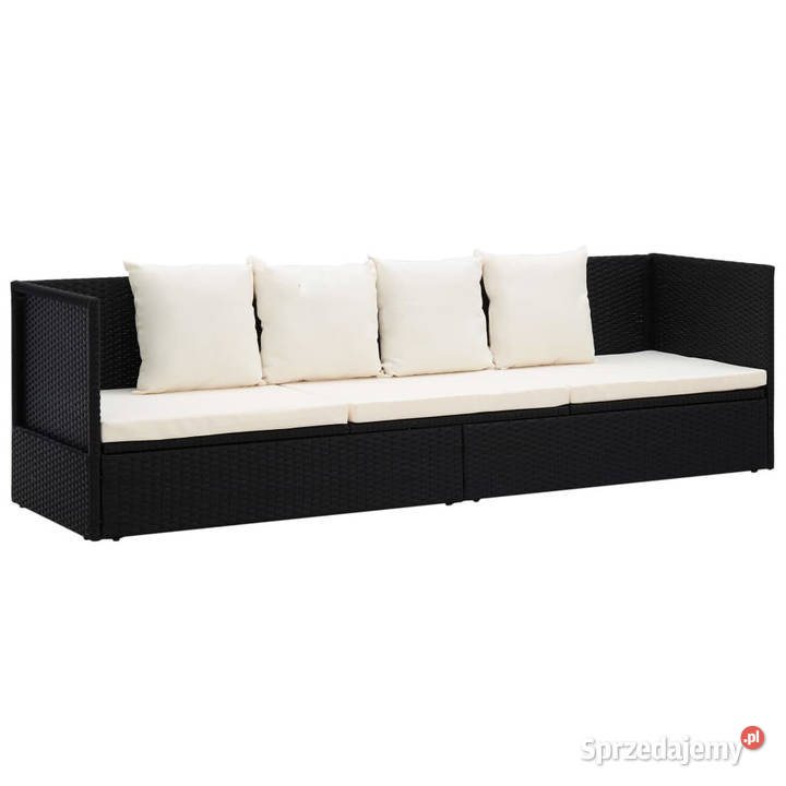 Sofa ogrodowa z poduszkami polirattan czarna mazowieckie sprzedam