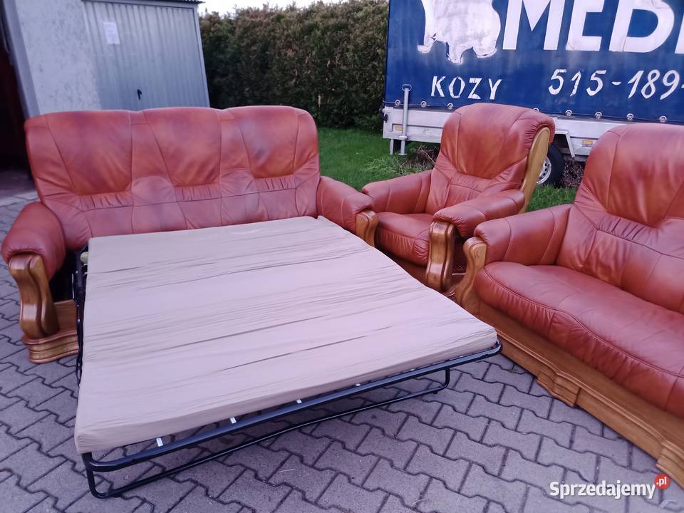 Komplet LUXOR 311 i Ława Dąb skóra Brąz Komplety wypoczynkowe Kozy