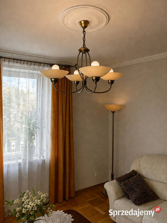 Komplet lamp mosiężnych vintage żyrandol