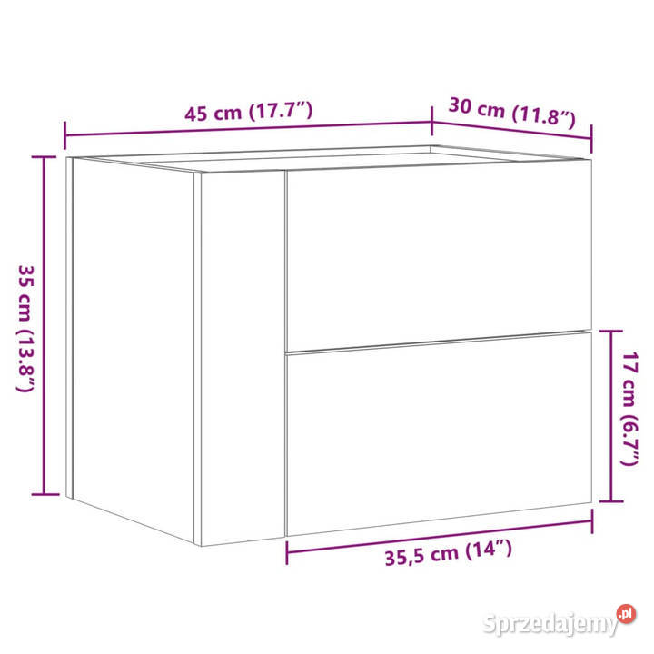 Wisząca szafka nocna czarna 45x30x35 WM848327