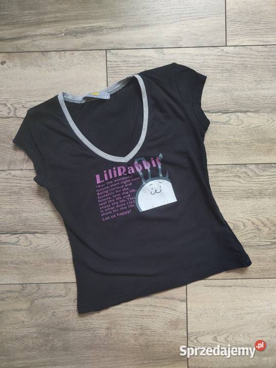 Czarna bluzka koszulka Tshirt XS S Vintage love Jasło