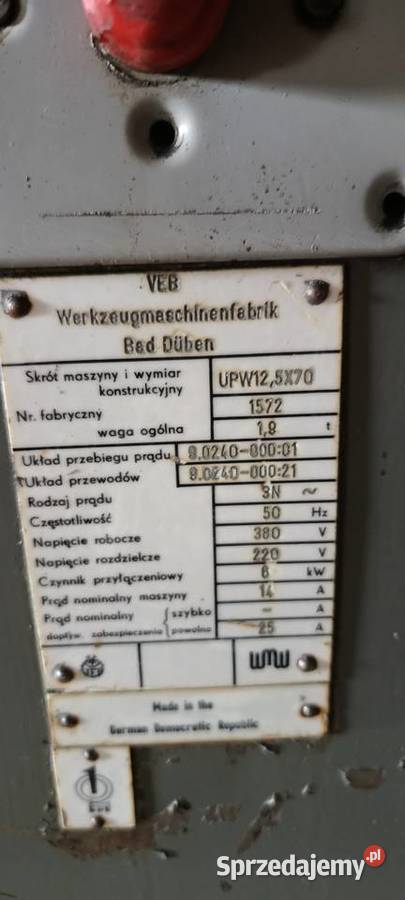 Walcarka do gwintów UPW 125 x 70 WMW gwintowanie Masłomiąca