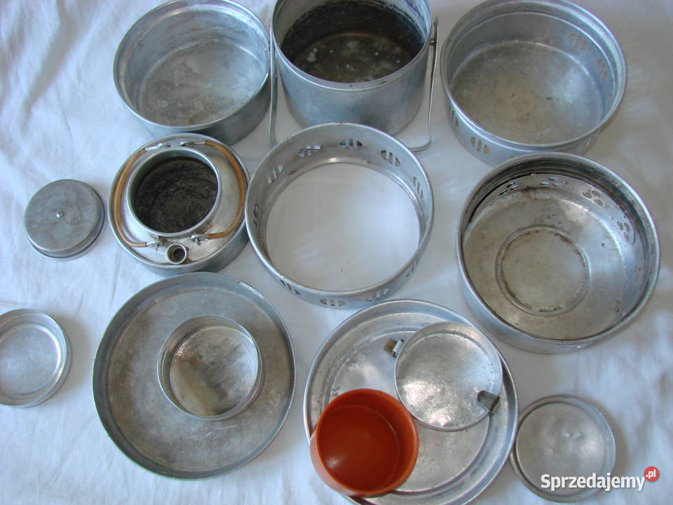 aluminiowe naczynia turystyczne PRL Pruszcz Gdański