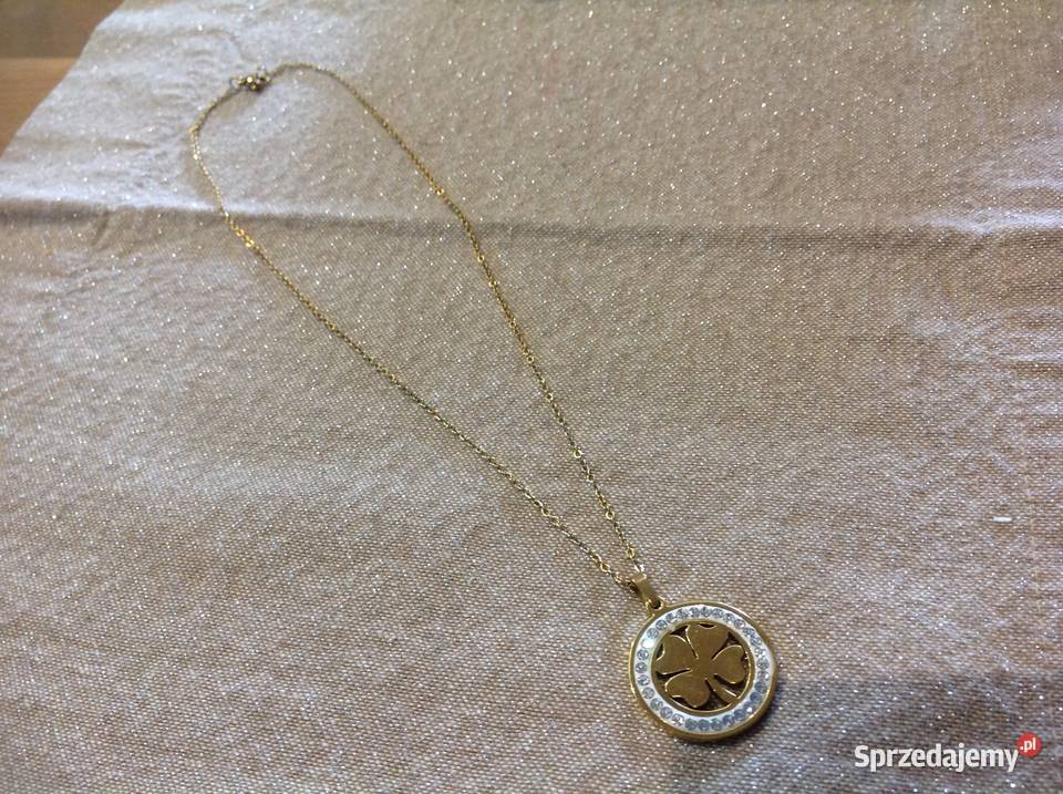 Damski Złoty Naszyjnik Choker z Koniczynką Nowa Sól