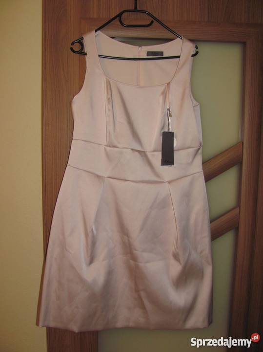 Sukienka beżowa S Olivier koktajlowa 42 uk 12 brązowy/beżowy lubelskie Zamość