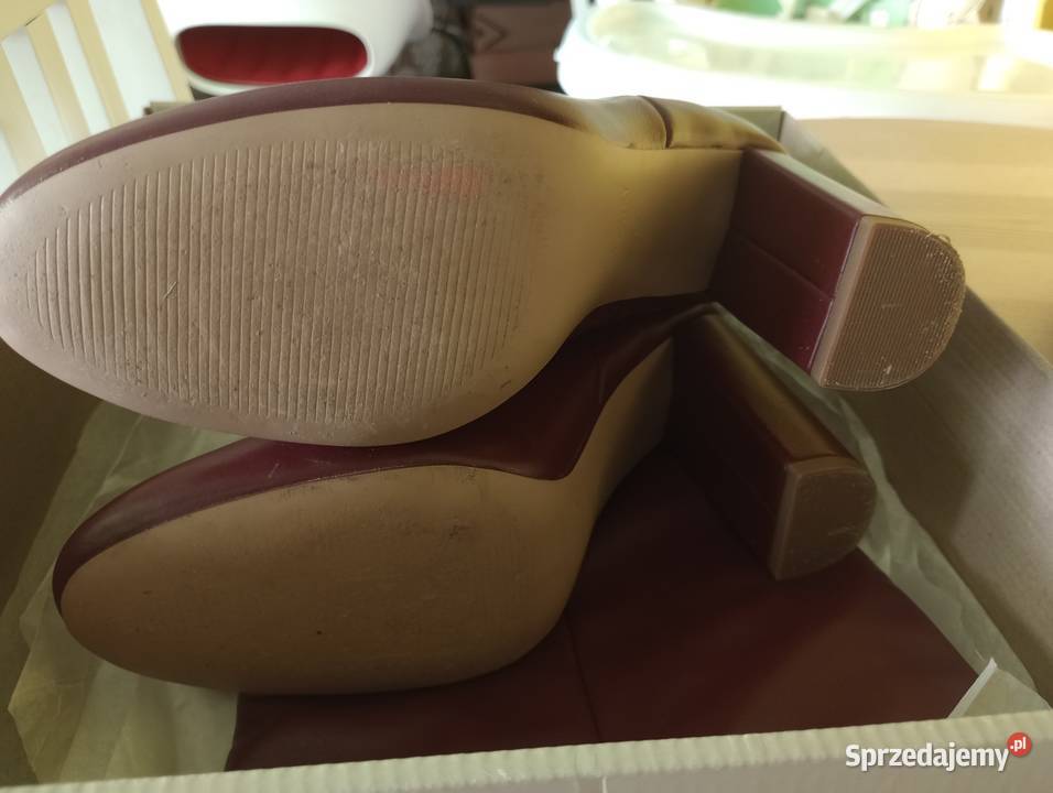 Kozaki damskie bordowe słupek Jenny Fairy Szczecin sprzedam