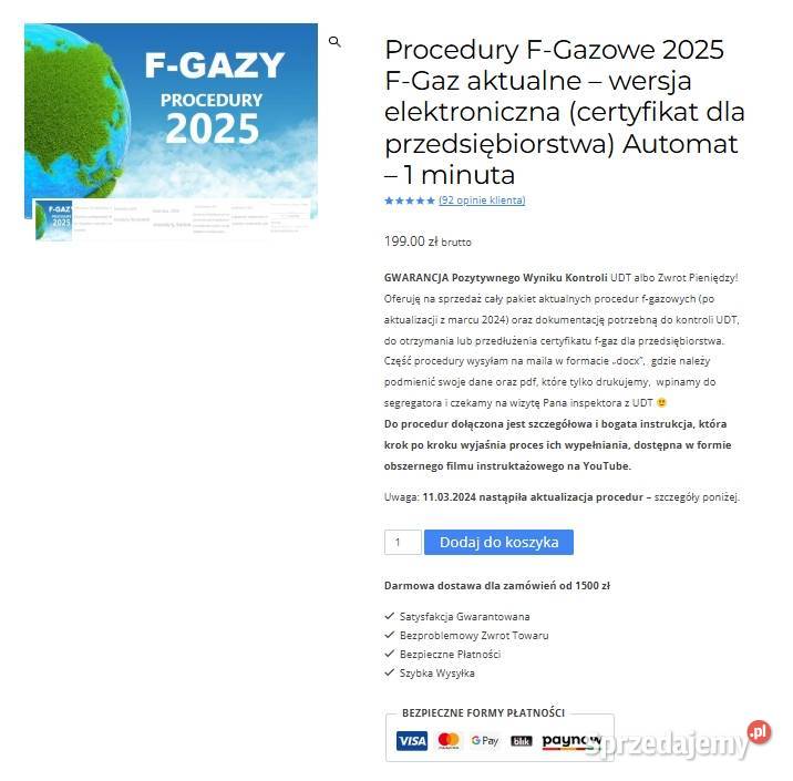 Procedury FGazowe 2025 aktualne wersja Nowy Sącz