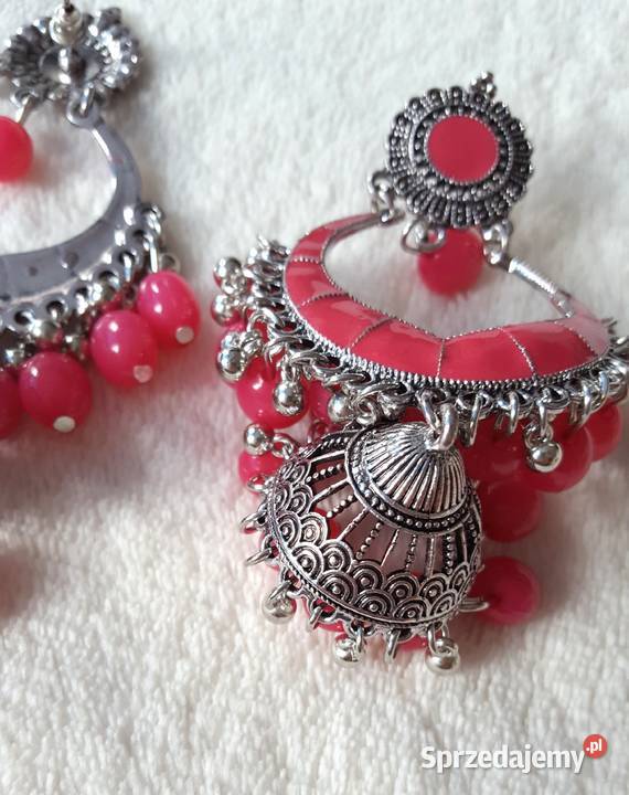 Długie kolczyki orientalne jhumki kolor srebrny Szczecin