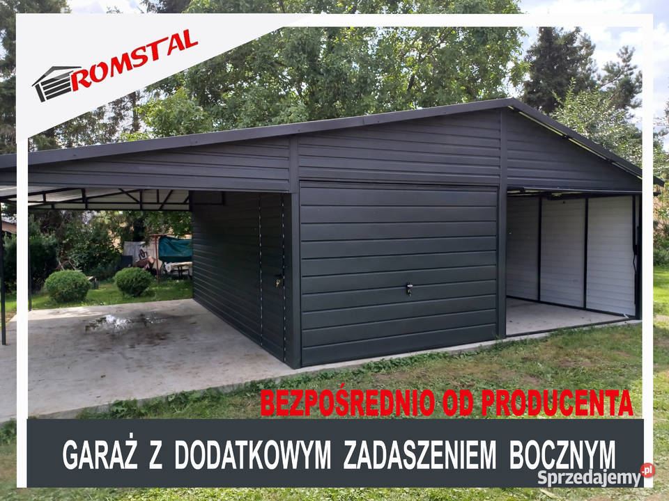 GRAFITOWY Garaż Blaszany 9x6 z ZADASZENIEM Zamość