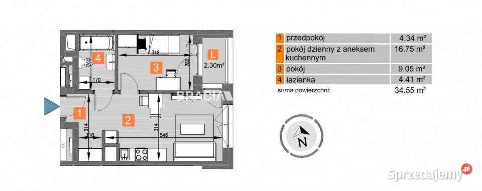 Mieszkanie Kraków 3455m2 2pokojowe