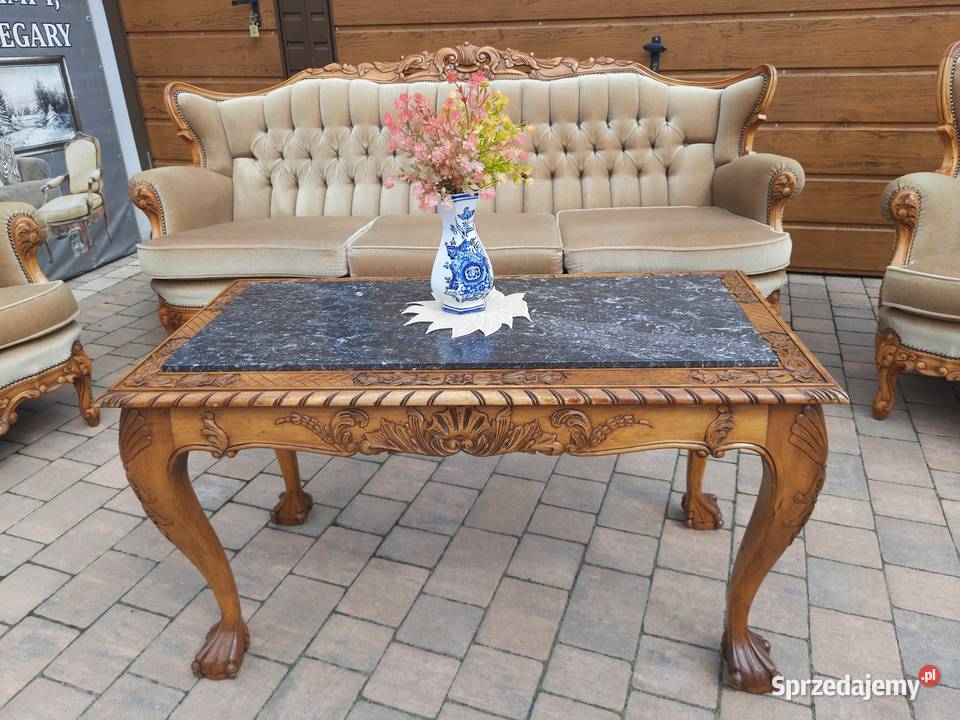 stolik na lwich łapach z marmurem Mielnica Duża