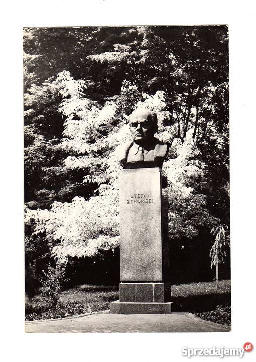 KIELCE POMNIK ŻEROMSKIEGO POCZTÓWKA CZARNO BIAŁA Krynki