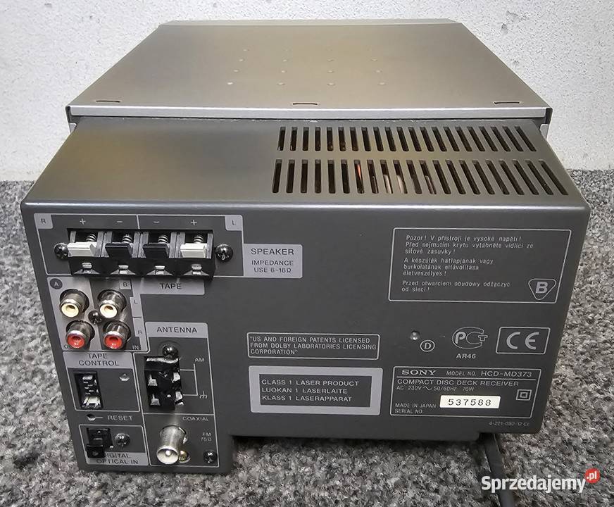 Wieża stereo Sony DHCMD373 MiniDisc Wysyłka małopolskie sprzedam